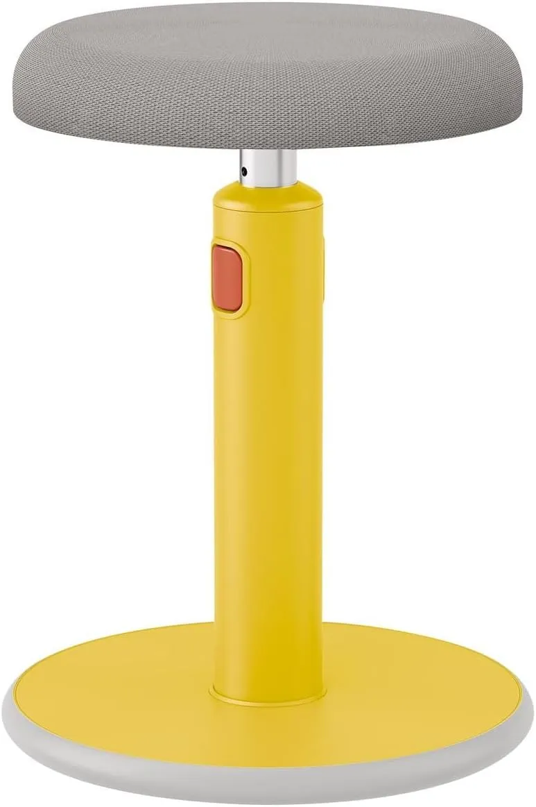 Leitz Active Sit Stand Stool - Ergonomic Height Adjustable 46cm to 79cm Wobble Chair, Round Swivel Office Desk Seat, Ergo Cosy Range, Warm Yellow, 65180019