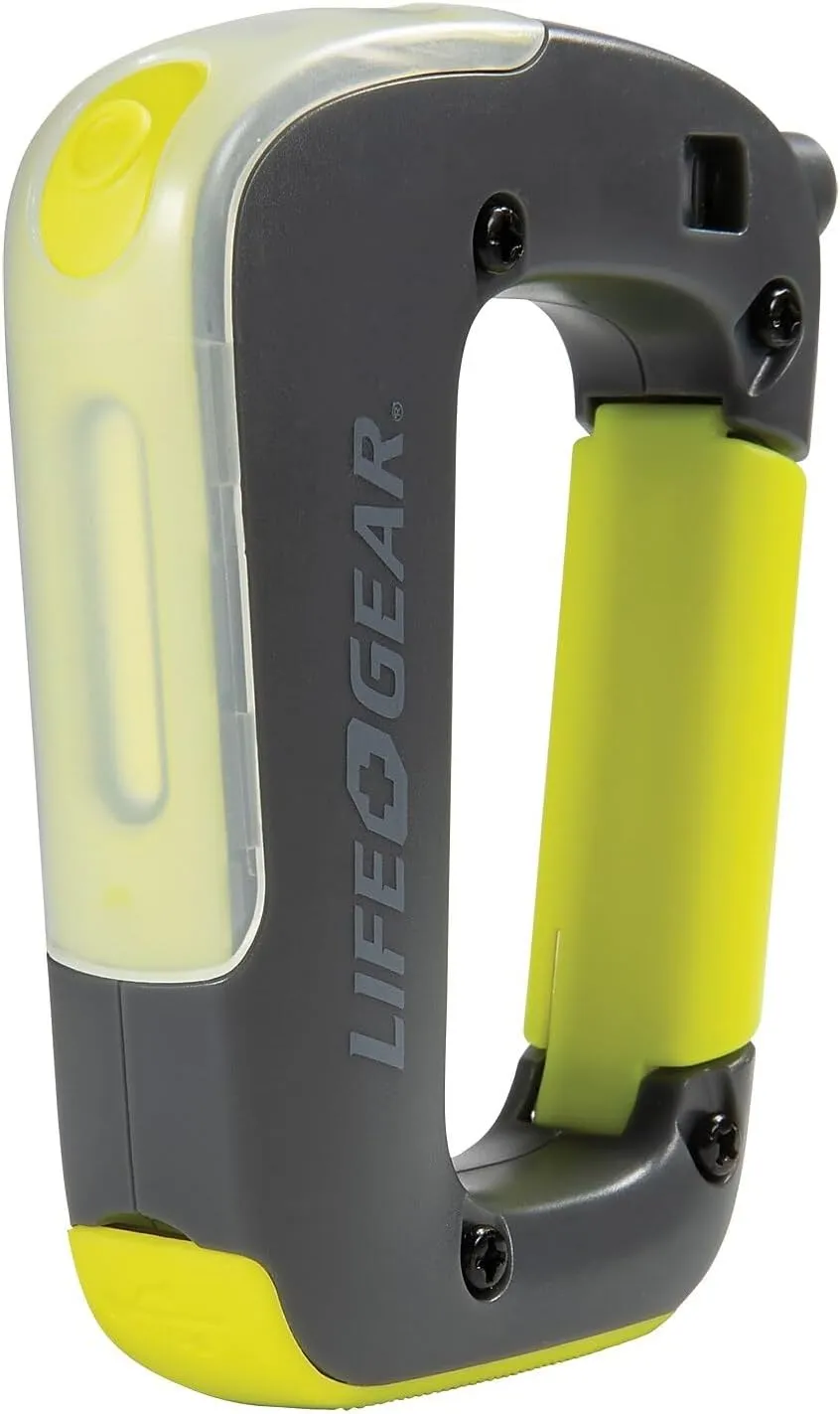 Life Gear Adventure Carabiner Light 250 Lumens - Safety Whistle/SOS Flasher/Magnetic Base Rechargeable bulit-in 2200mAH Run Time 70hrs for Camping/Hiking/Working/Outdoor Activities