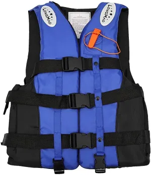 Life Jacket with Adjustable Belt, Boating Vest with Zipper, Float Swim Vest with Reflective Strips for Swimming, Watersports(Blue,XXX-Large)