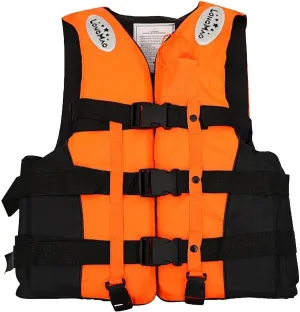 Life Jacket with Adjustable Belt, Boating Vest with Zipper, Float Swim Vest with Reflective Strips for Swimming, Watersports(Orange,XX-Large)