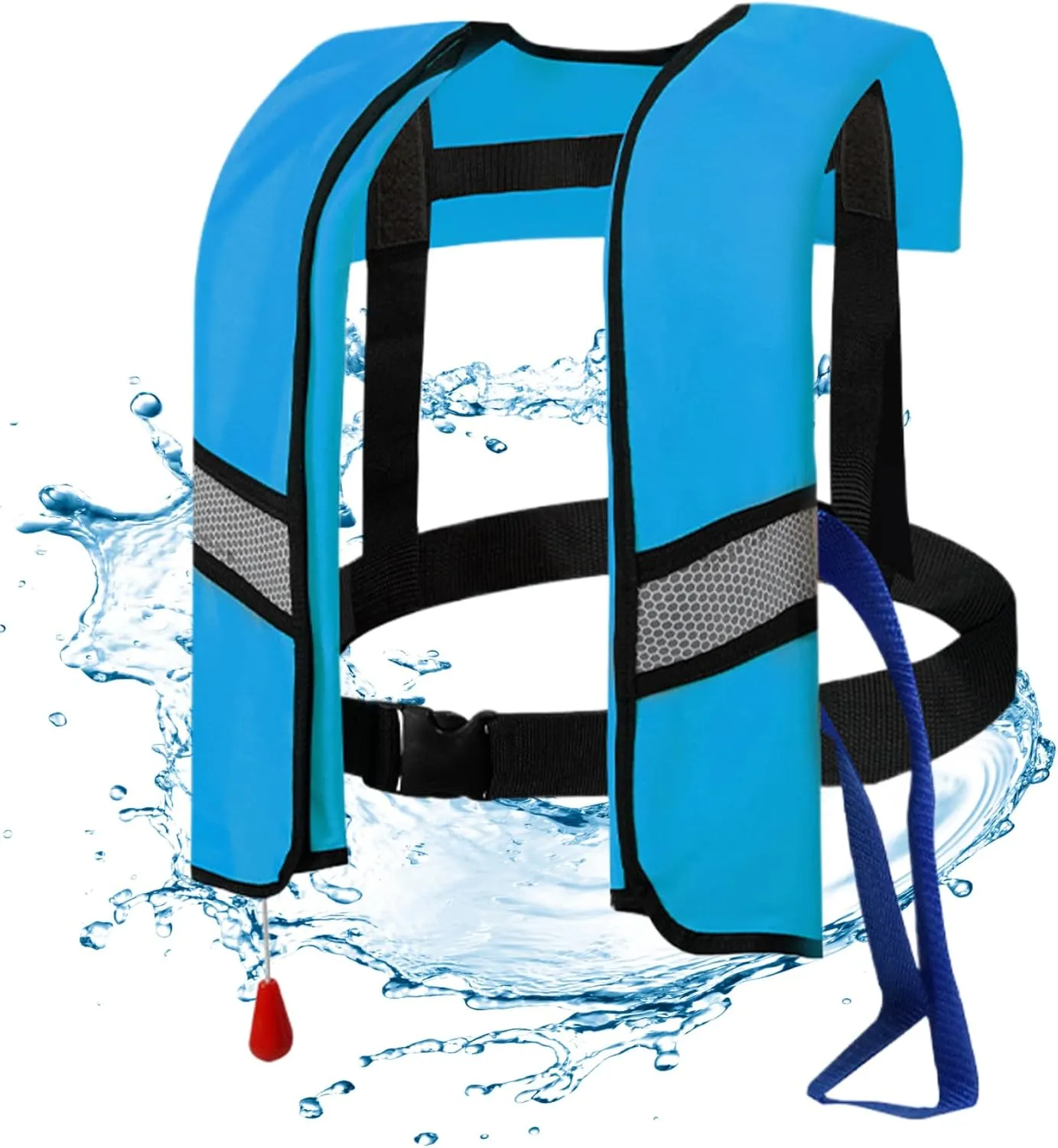 Life Jackets Automatic Inflation 150N Nylon Adjustable Buckle Swim Vest with Reflective Strips & Whistle Extra Tube Portable Water Sports Life Vest for Adults, Kids, No Gas Cylinders