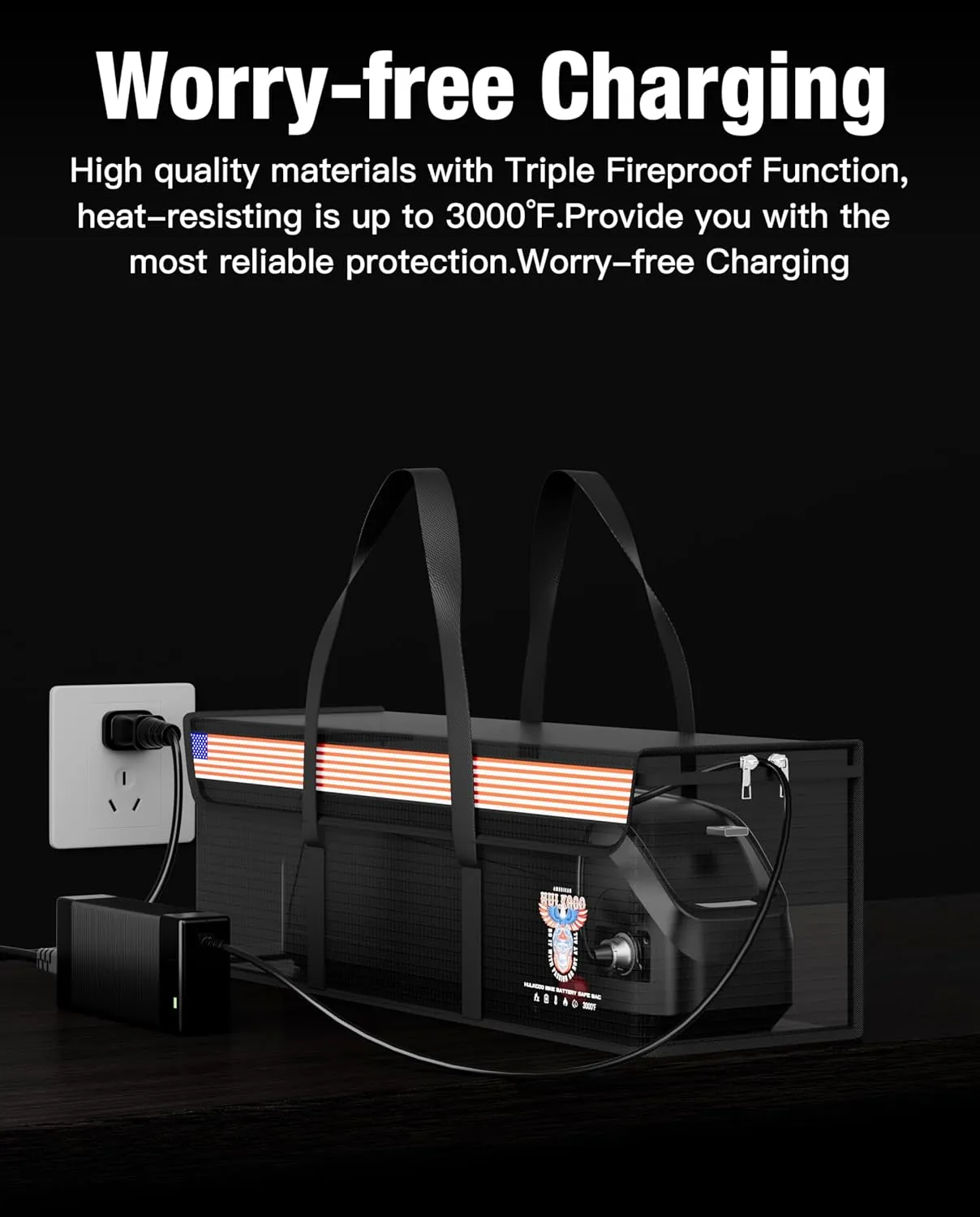 LiFePO4 Lithium Battery Fireproof Safe Bag Large Capacity Explosion-Proof Container LiPO Guard Protective Case Waterproof Storage Box(16 * 4.7 * 5 inch)