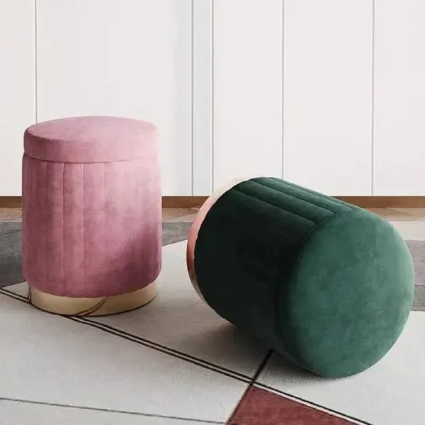 Light Luxury Makeup Stool - Round Bedroom Stool, Sofa Stool & Dressing Table Stool with Storage