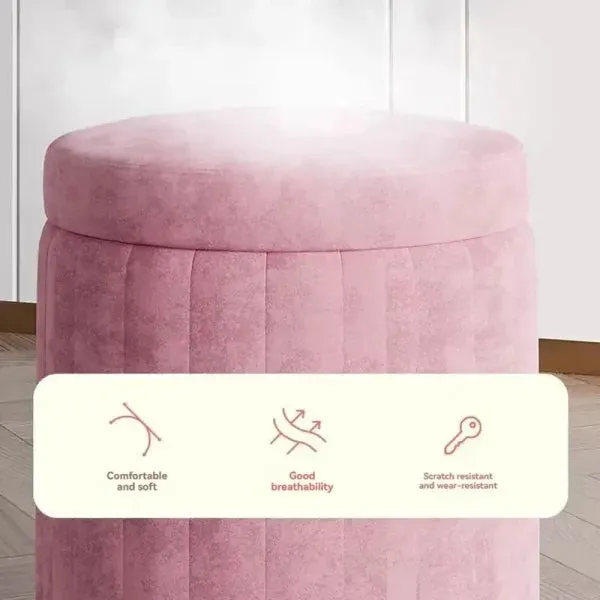 Light Luxury Makeup Stool - Round Bedroom Stool, Sofa Stool & Dressing Table Stool with Storage