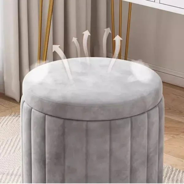 Light Luxury Makeup Stool - Round Bedroom Stool, Sofa Stool & Dressing Table Stool with Storage