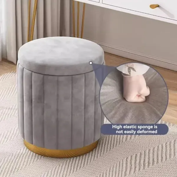 Light Luxury Makeup Stool - Round Bedroom Stool, Sofa Stool & Dressing Table Stool with Storage