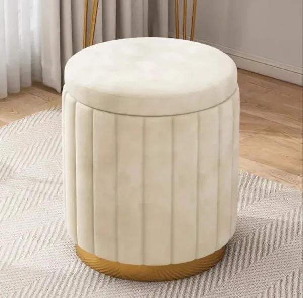 Light Luxury Makeup Stool - Round Bedroom Stool, Sofa Stool & Dressing Table Stool with Storage