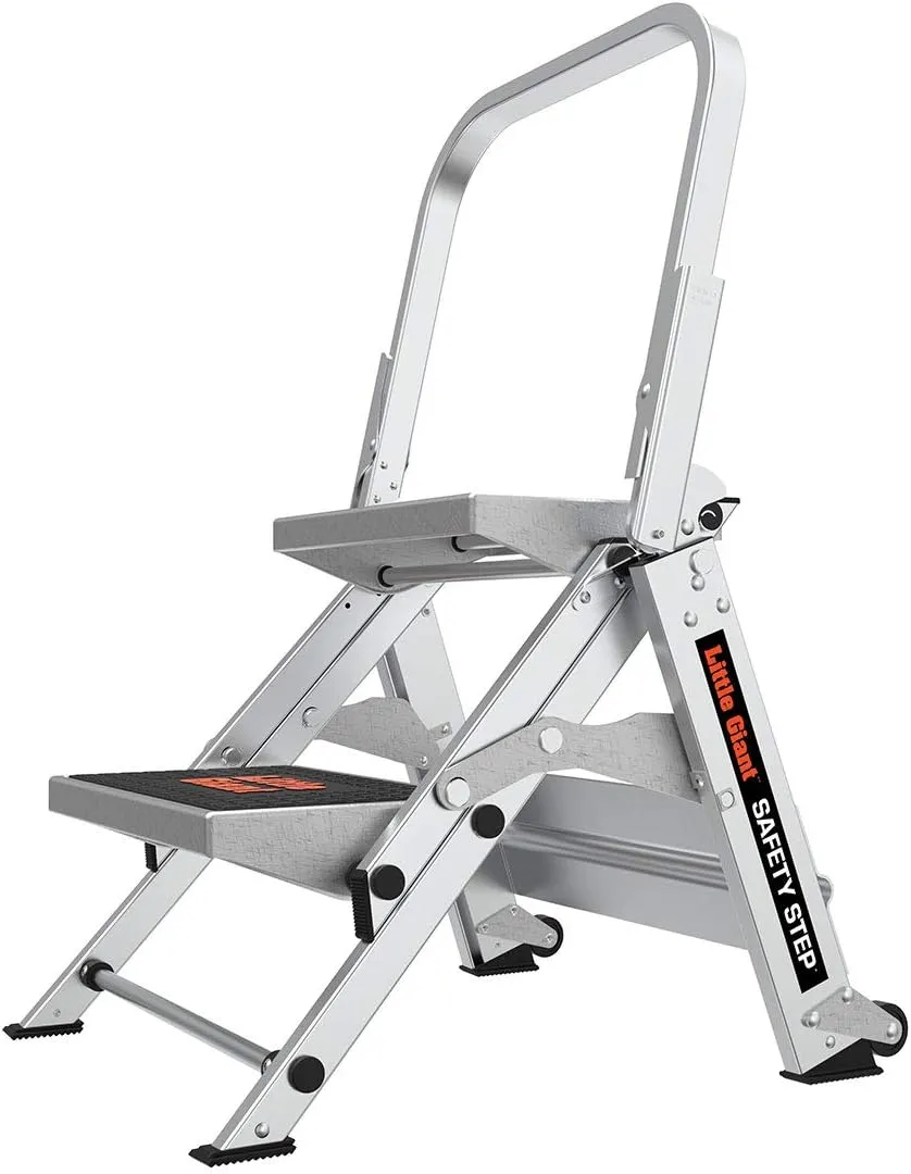 Little Giant Ladders, Safety Step, 2-Step, 2 foot, Step Stool, Aluminum, Type 1A, 300 lbs weight rating, (10210BA), Gray