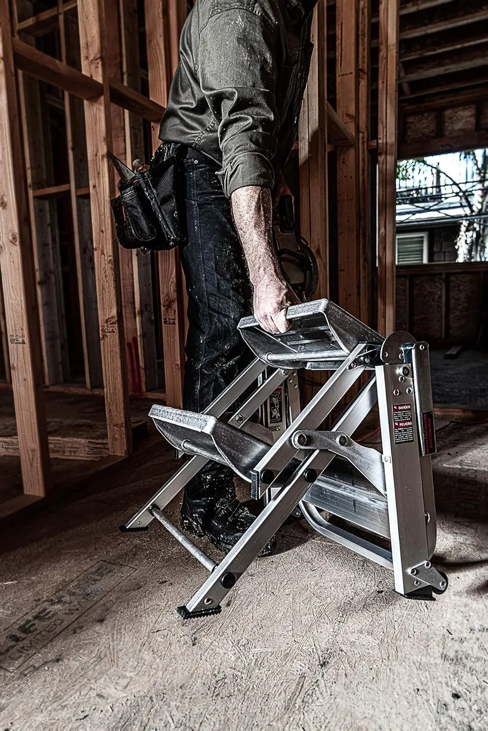 Little Giant Ladders, Safety Step, 2-Step, 2 foot, Step Stool, Aluminum, Type 1A, 300 lbs weight rating, (10210BA), Gray