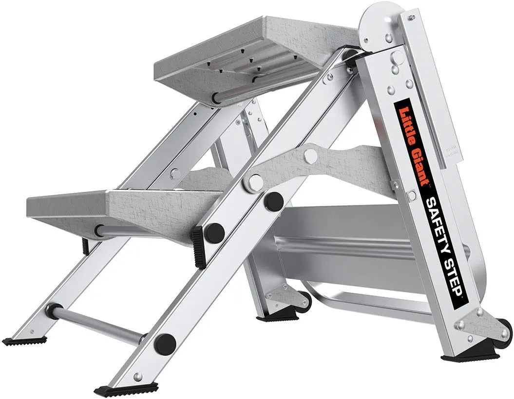 Little Giant Ladders, Safety Step, 2-Step, 2 foot, Step Stool, Aluminum, Type 1A, 300 lbs weight rating, (10210BA), Gray