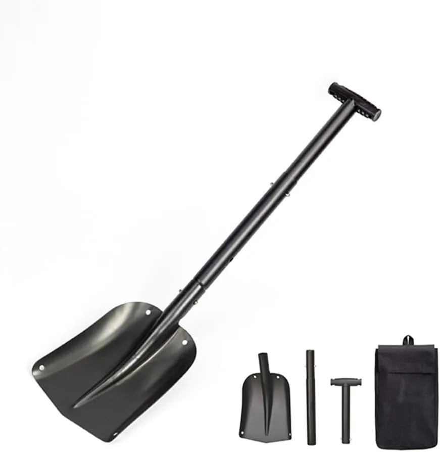 Lixada Telescopic Snow Shovel Lightweight 3 Adjustable Height Settings, Sport Utility Shovel Retractable Durable Camping Shovel Snow Removal Tool for Snow Shoveling Gardening Backpacking Hiking