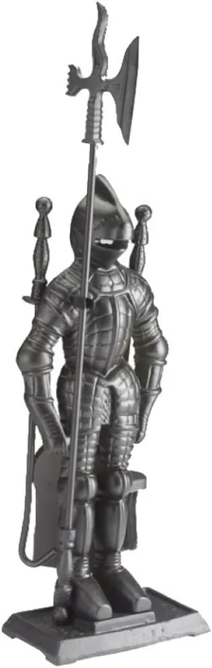 Lizh Metalwork Dark Knight Fireplace Tool Set,Black Cast Iron