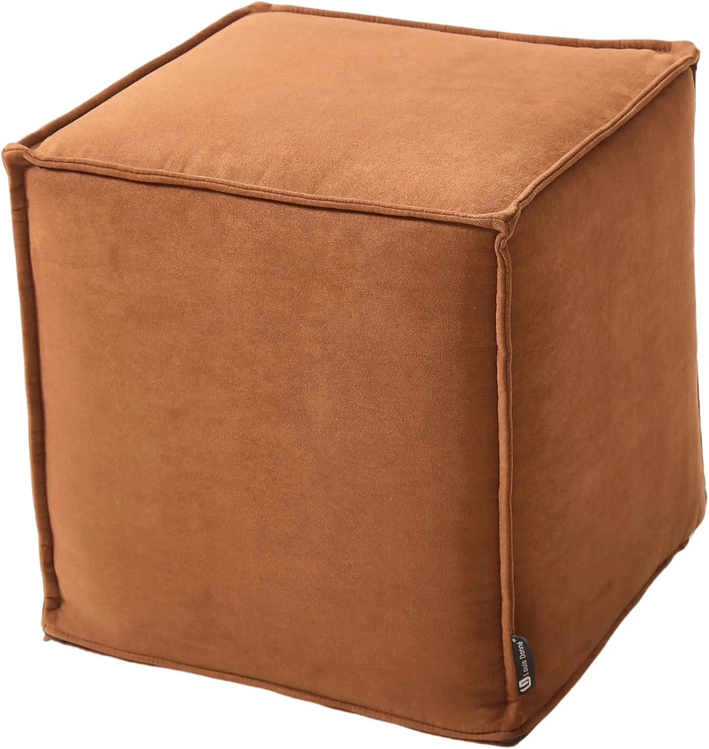 Louis Donné Square Unstuffed Pouf Ottoman Cover Foot Stool Poofy Ottomans Foot Rest small bean bag for Living room Decoration Floor Cushion Storage washable Brown microfaber Fabric(only Cover)NoFiller