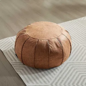 Louis Donné Unstuffed Pouf Ottoman, Round Supersoft Handmade Home Decoration Pouf Cover, Storage can be fullfilled Solution, Foot Rest, Footstool, Pouffe Balcony Office Indoor Brown (Only Cover)