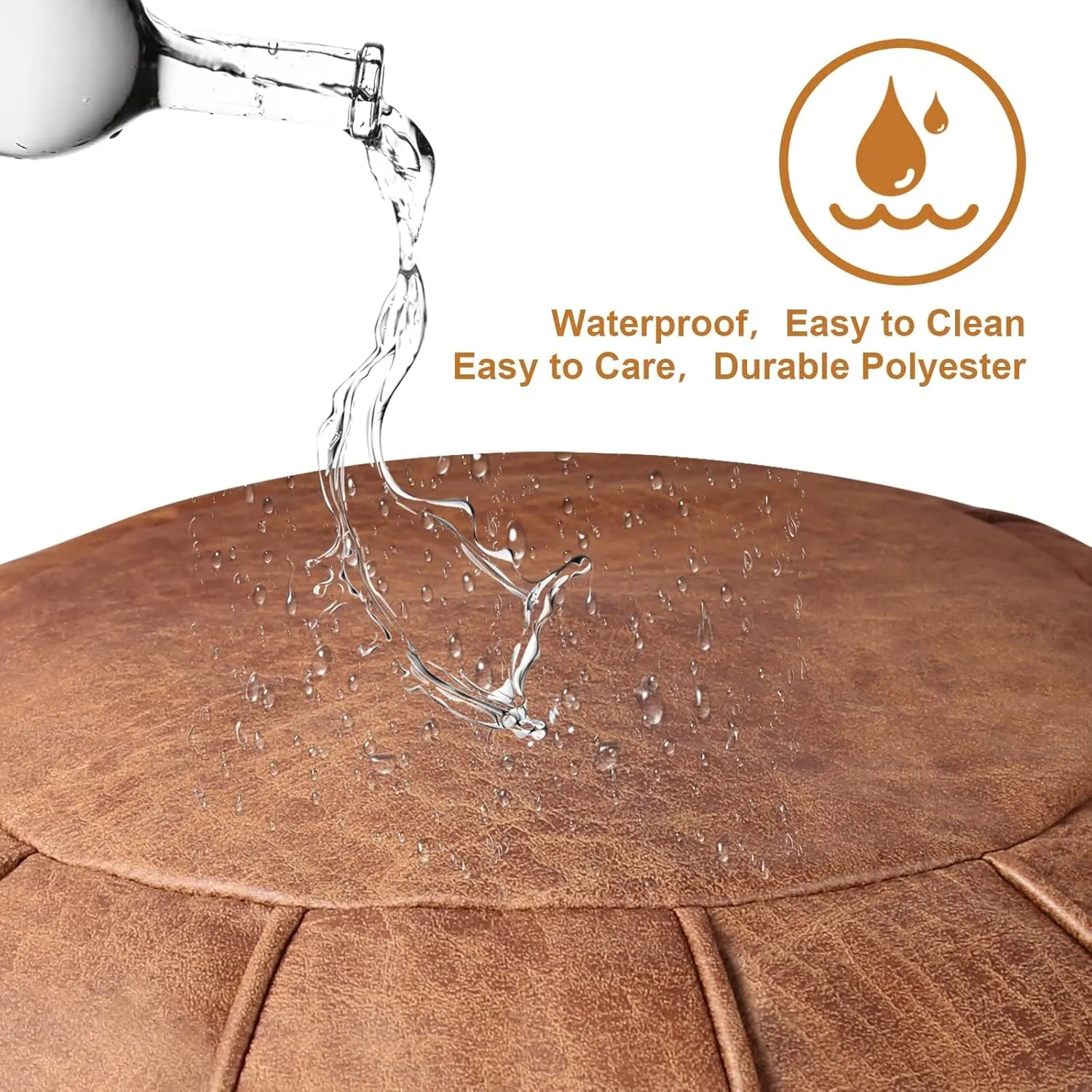 Louis Donné Unstuffed Pouf Ottoman, Round Supersoft Handmade Home Decoration Pouf Cover, Storage can be fullfilled Solution, Foot Rest, Footstool, Pouffe Balcony Office Indoor Brown (Only Cover)