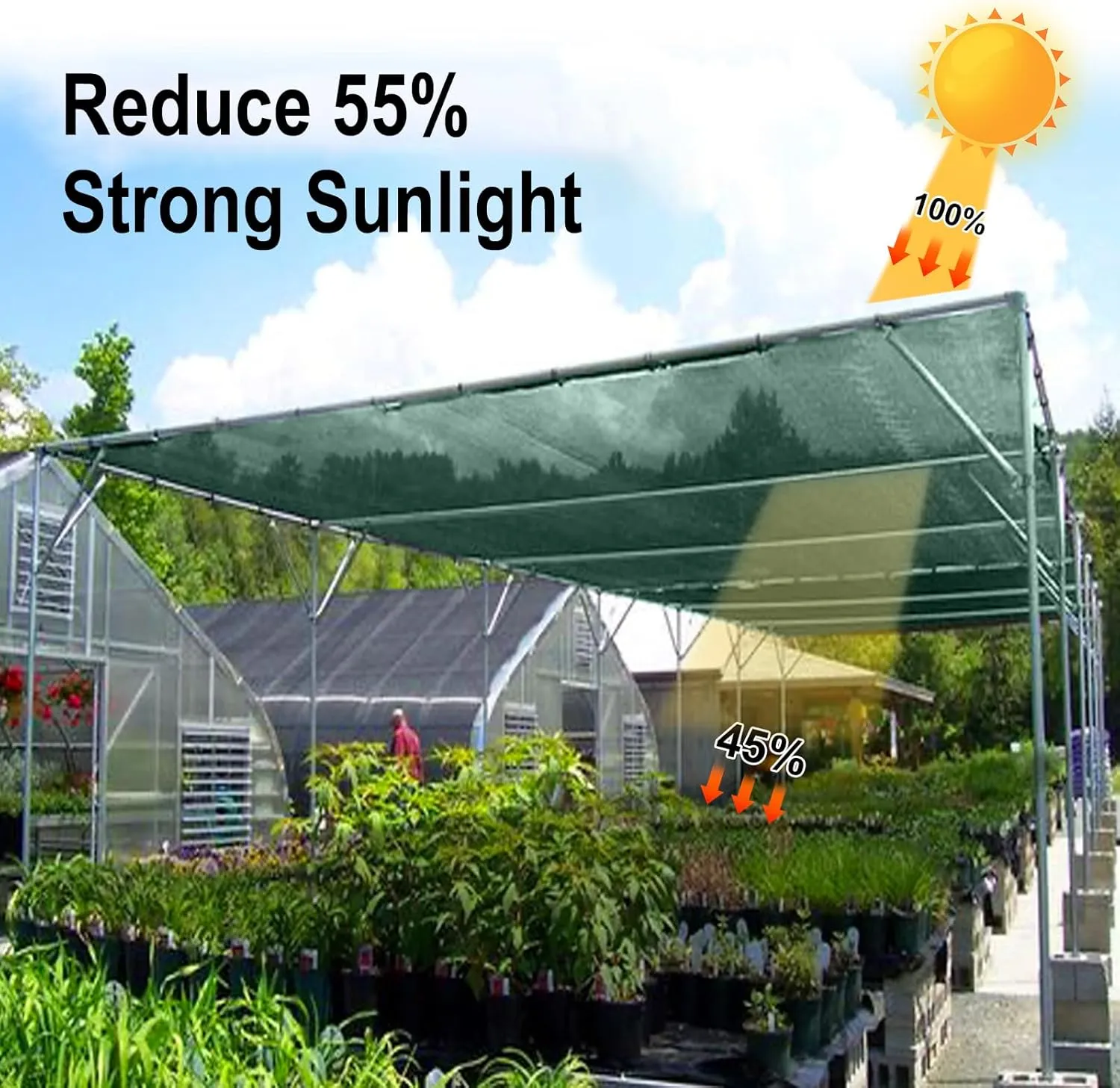 LOVE STORY 10x12FT 55% Green Shade Cloth Sun Shade Net UV Resistant Mesh Tarp Plant Cover Sunblock Net for Garden,Greenhouse,Vegetables,Flowers
