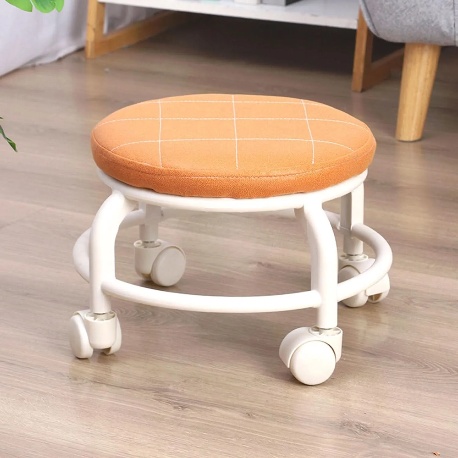 Low Height Rolling Stool with 360° Swivel Wheels