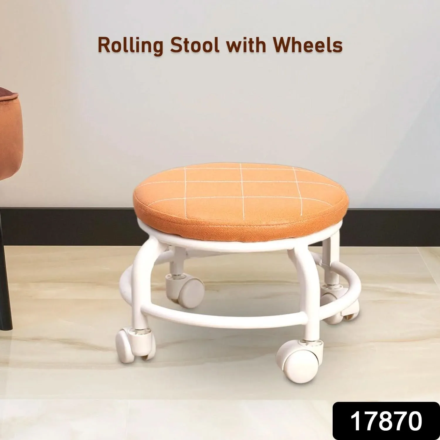 Low Height Rolling Stool with 360° Swivel Wheels