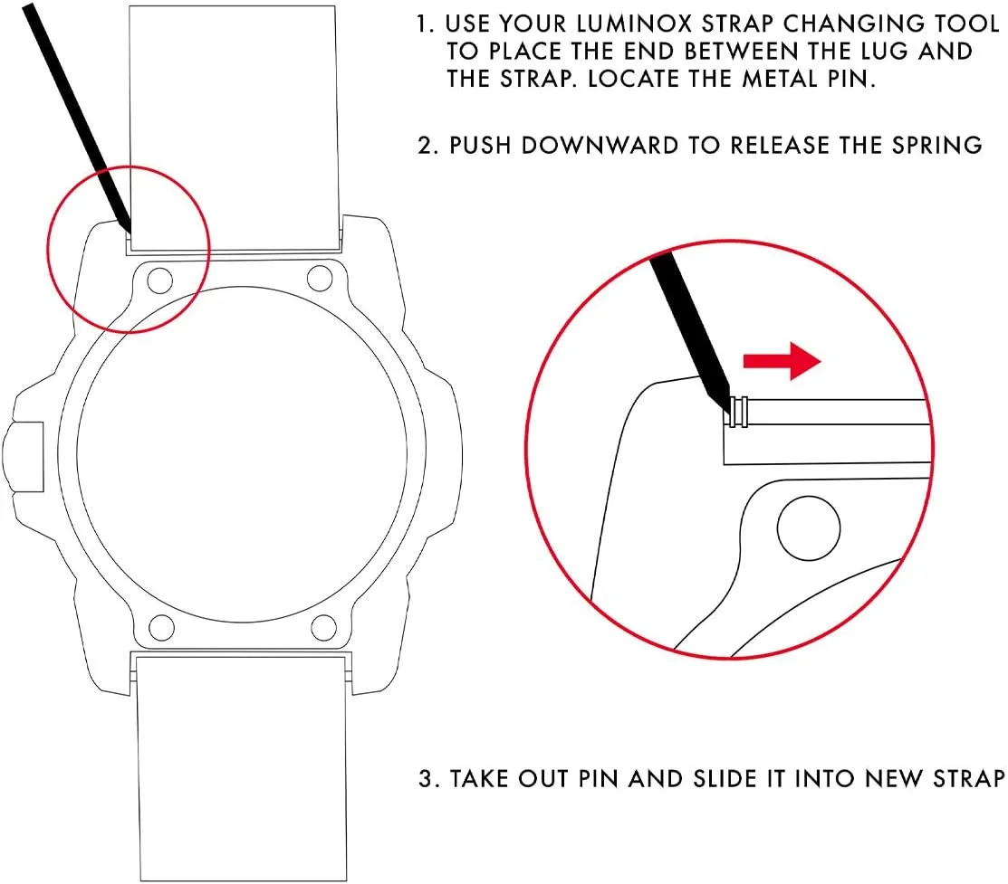 Luminox - Genuine Watch Band - Strap Replacement 19mm, 20mm, 22mm, 23mm, 24mm - Men's Watch Bands Watches - Watch Bands for Men in Rubber, Nylon and Canvas - Several Variants and Colors