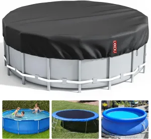 LXKCKJ 15 Ft Round Pool Cover, Solar Covers for Above Ground Pools, Summer Pool Cover Protector with Cover Accessories, PE Tarp Ideal for Waterproof and Dustproof (Black)