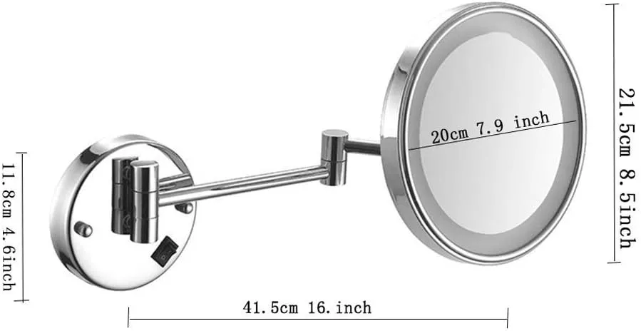 Makeup Mirror Wall Mount 8 Inch Bathroom Shaving Mirror Wall Mounted, Luminated 5X Magnification(BlackBronze)