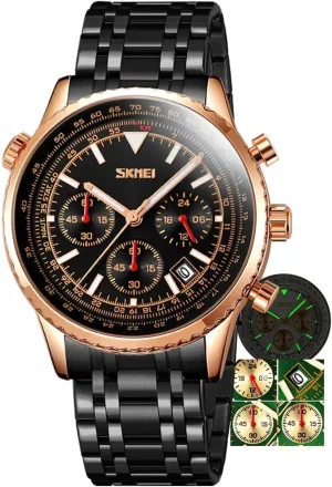 Man Luxury Watch Steel Strap Waterproof Chronograph Luminous Men's Wristwatch Gifts Boyfriend Father's Day Men Quartz Watches Casual Clock