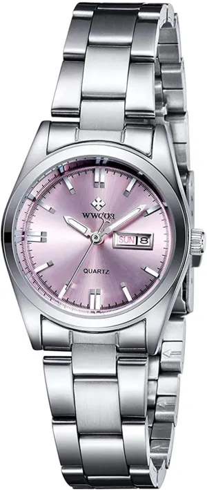 MASTOP Women's Watches Silver Stainless Steel 30M Waterproof Ladies Fashion Dress Luminous Quartz Watches