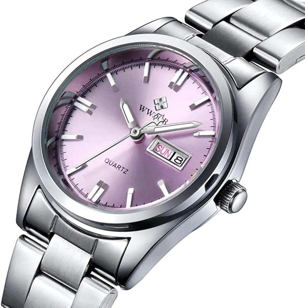 MASTOP Women's Watches Silver Stainless Steel 30M Waterproof Ladies Fashion Dress Luminous Quartz Watches