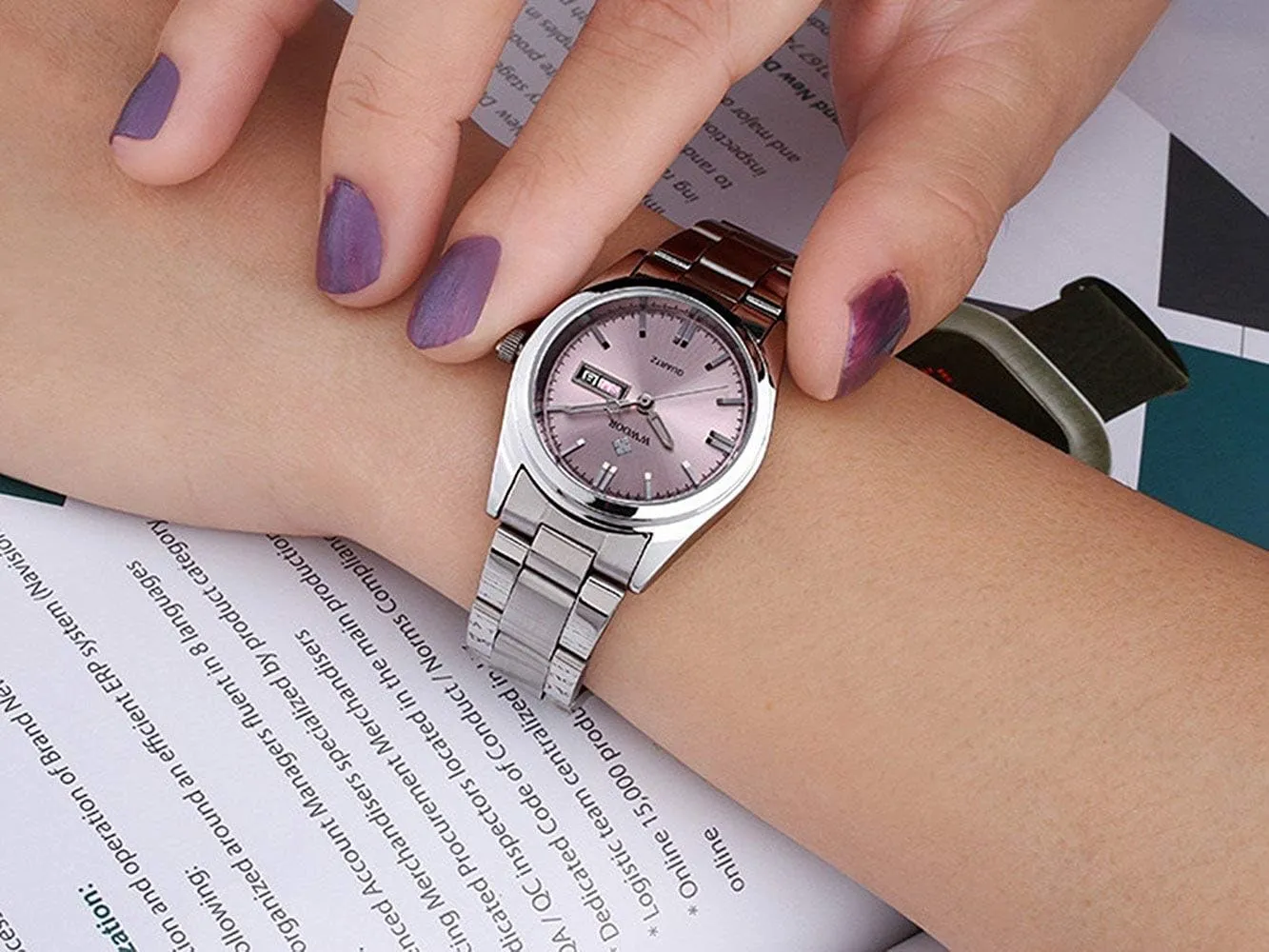 MASTOP Women's Watches Silver Stainless Steel 30M Waterproof Ladies Fashion Dress Luminous Quartz Watches
