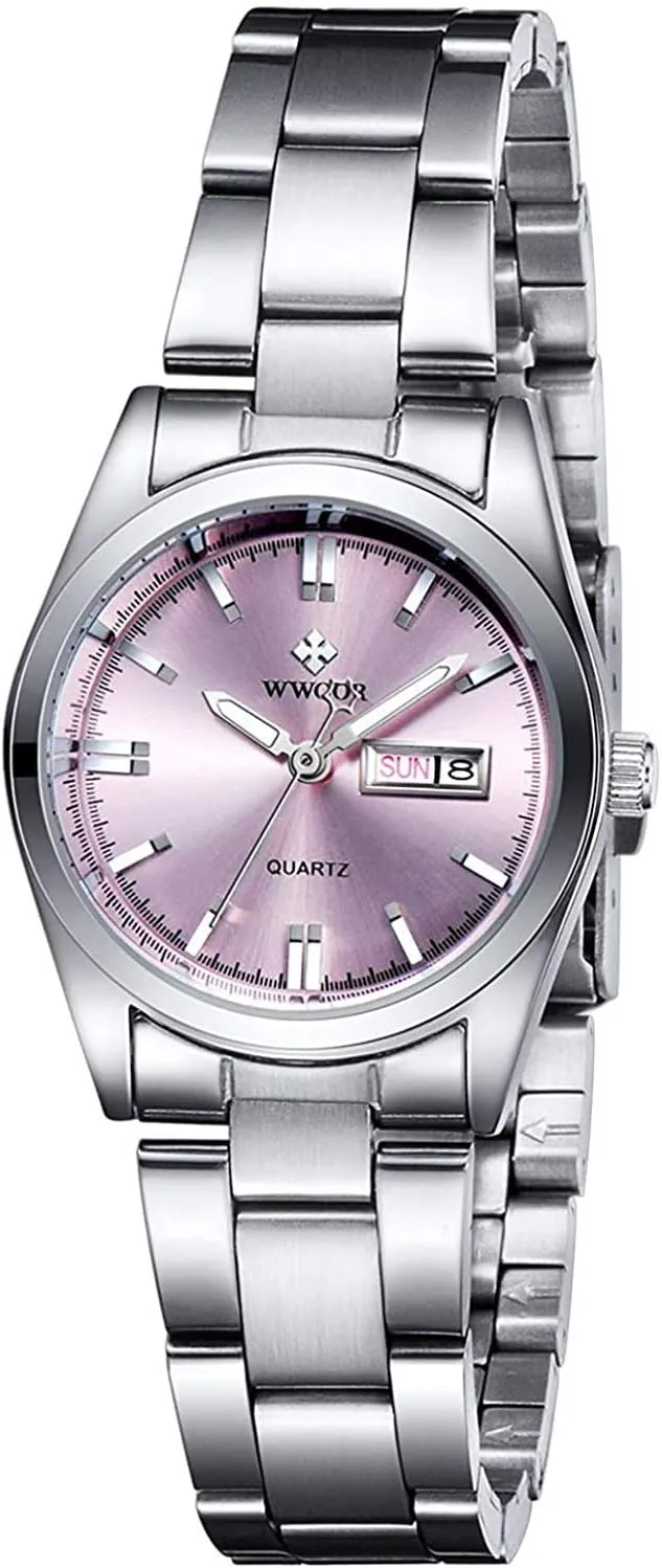 MASTOP Women's Watches Silver Stainless Steel 30M Waterproof Ladies Fashion Dress Luminous Quartz Watches