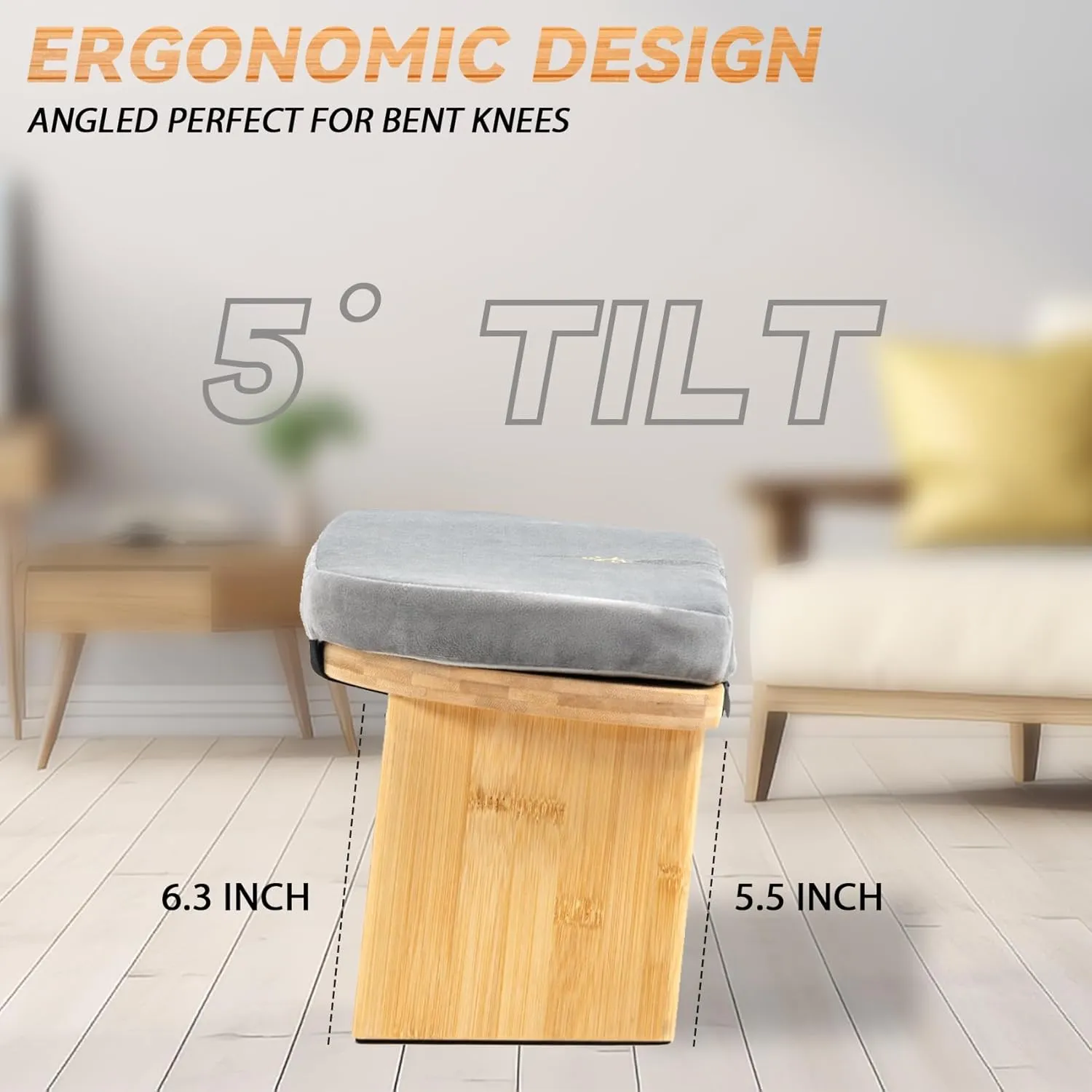 Meditation Bench, Bamboo Meditation Stool, Folding Kneeling Meditation Bench, Seiza Prayer Bench, Prayer Bench with Meditation Cushion, Kneeling Stool (Grey & Bag)