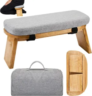 Meditation Bench with Carrying Bag, Meditation Kneeling Stool Portable Yoga Meditation Bench Ergonomic Foldable Prayer Stool with Soft Cushion for Kneeling Sitting Prayer Extended Practice