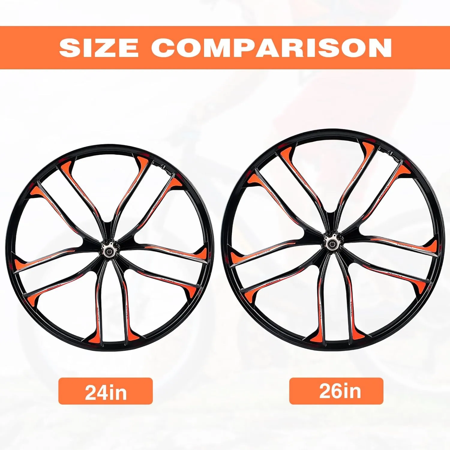 MEGHNA Bike Wheelset 10 Spokes Lightweight Aluminium 24/26 inch Integrated Wheel Compatible with 6 Bolts Disc Brake 7-12 Speed Thread Freewheel Hub for Mountain Bike Kids Bike Folding Bike