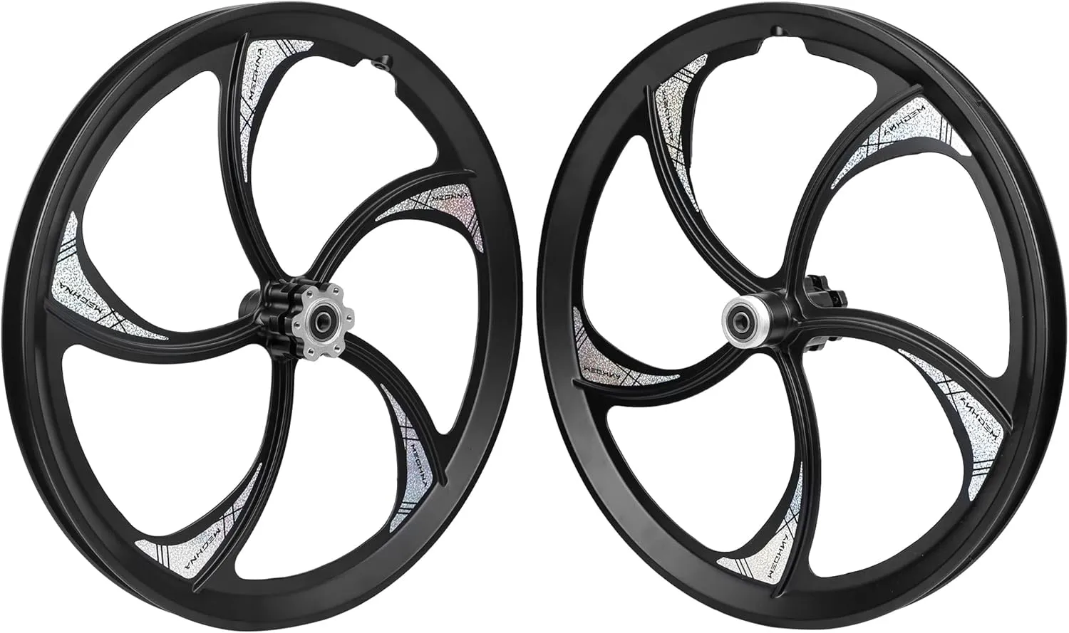 MEGHNA Bike Wheelset 5 Spokes Lightweight Aluminium 20 inch Integrated Wheel Compatible with 6 Bolt Disc Brake Single/6-11 Speed Thread Freewheel Hub for Kids Bike Mountain Bike BMX Folding Bike