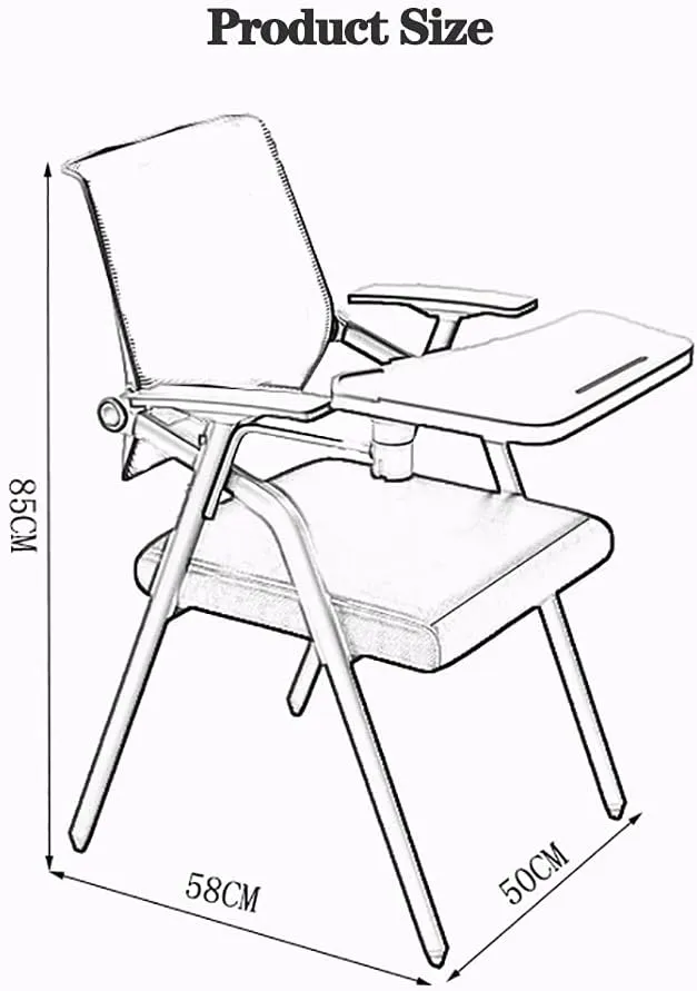 MEHWSUR Student Chair with Desk Attached,Tablet Arm Chair Mesh Office Chair with Lumbar Support,Foldable Computer Desk Chair with Writing Board and Cup Holder Metal Frame Backrest (Color : Orange)