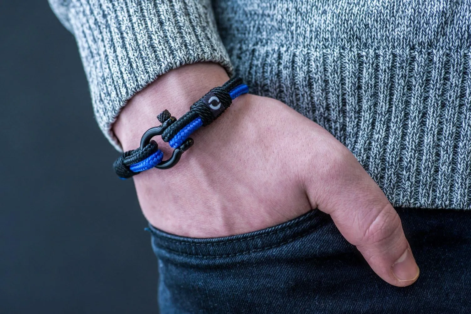 Mens Rope Bracelet - Stainless Steel Black Shackle, Extremely Durable and Scratch Resistant Waterproof Paracord, Handmade, Nautical Wristband for Men