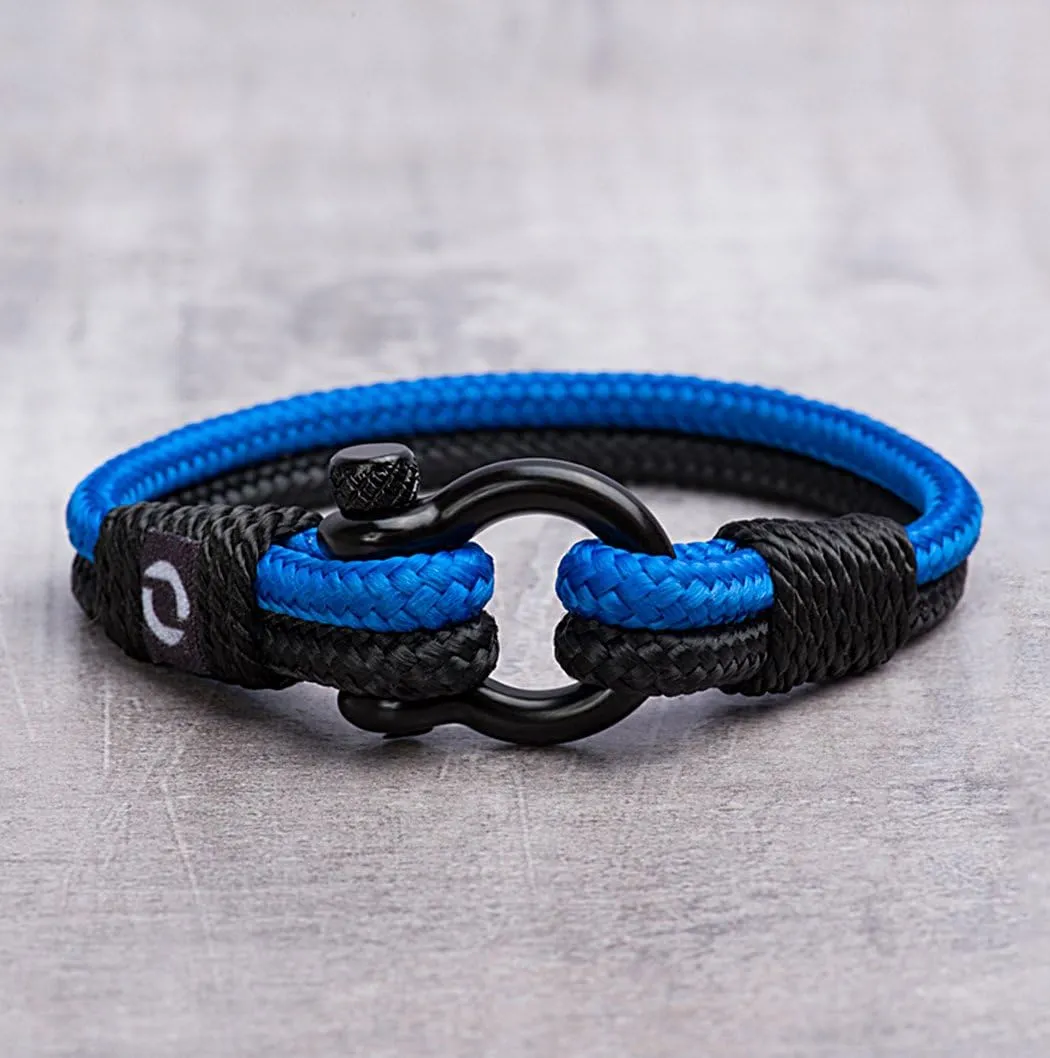 Mens Rope Bracelet - Stainless Steel Black Shackle, Extremely Durable and Scratch Resistant Waterproof Paracord, Handmade, Nautical Wristband for Men