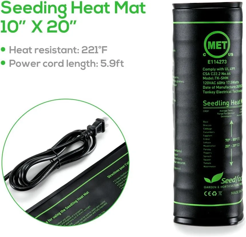 MET Certified 6 Pack Seedling Heat Mat, Seedfactor Waterproof Durable Germination Station Heat Mat, Warm Hydroponic Heating Pad for Indoor Home Gardening Seed Starter