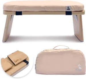 metaFox Meditation Bench | Foldable Bamboo Stool with Cushion and Carry Bag | for Your Mindfulness and Meditation Practice | Alternative to Meditation Cushion (Peach, Small)
