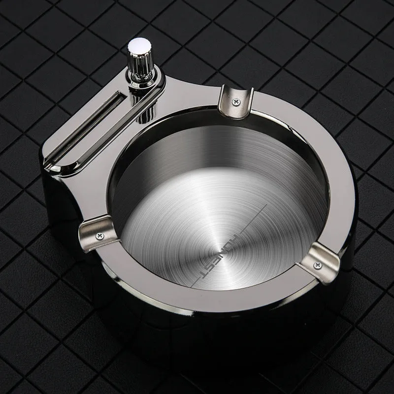 Metal Cigarette Ashtray With Permanent Match Lighter