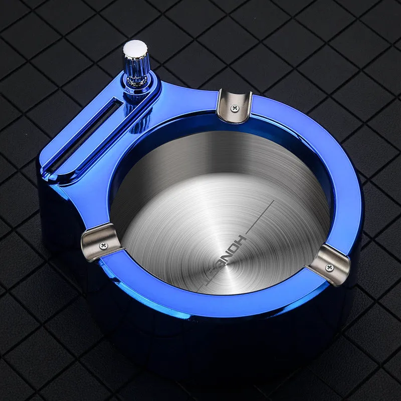 Metal Cigarette Ashtray With Permanent Match Lighter