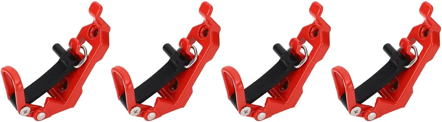 Metal Rubber Clamp Mount, 4 Sets Heavy Duty Multipurpose Metal Rubber Clamp Mounting Bracket for Roof Rack with Shovel, Car Rack Parts & Accessories (Red)