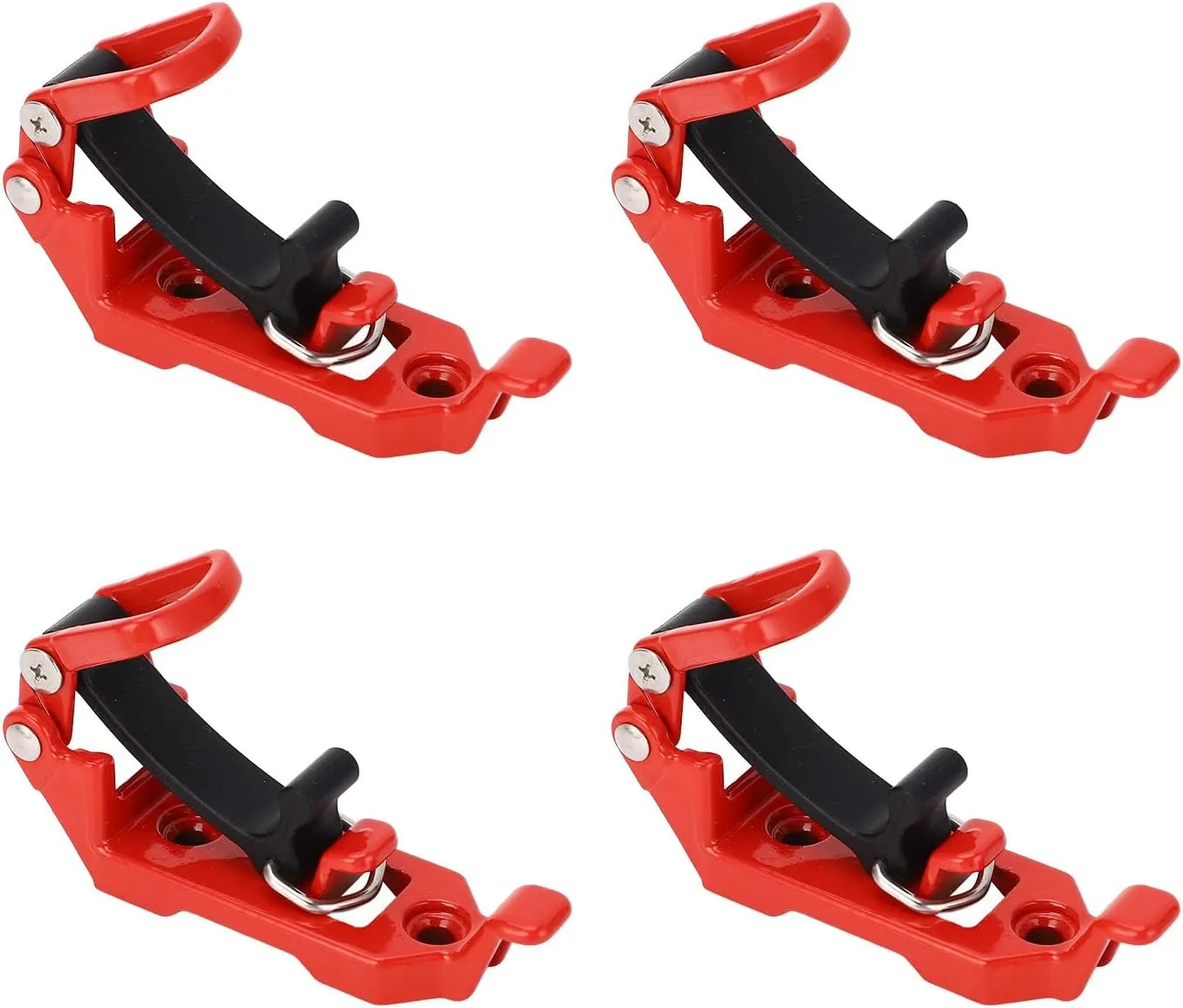 Metal Rubber Clamp Mounting Kit, 4 Sets Heavy Duty Multipurpose Metal Rubber Clamp Mounting Bracket for Roof Rack with Shovel, Paddle, Transportrack (Red)