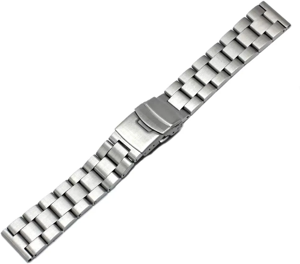 Metal Watch Band for Men Women Stainless Steel Watch Band 20mm Solid Black Watch Bracelet Deployment Buckle Brushed Watch Strap Bracelet Polished Strap for Men Women