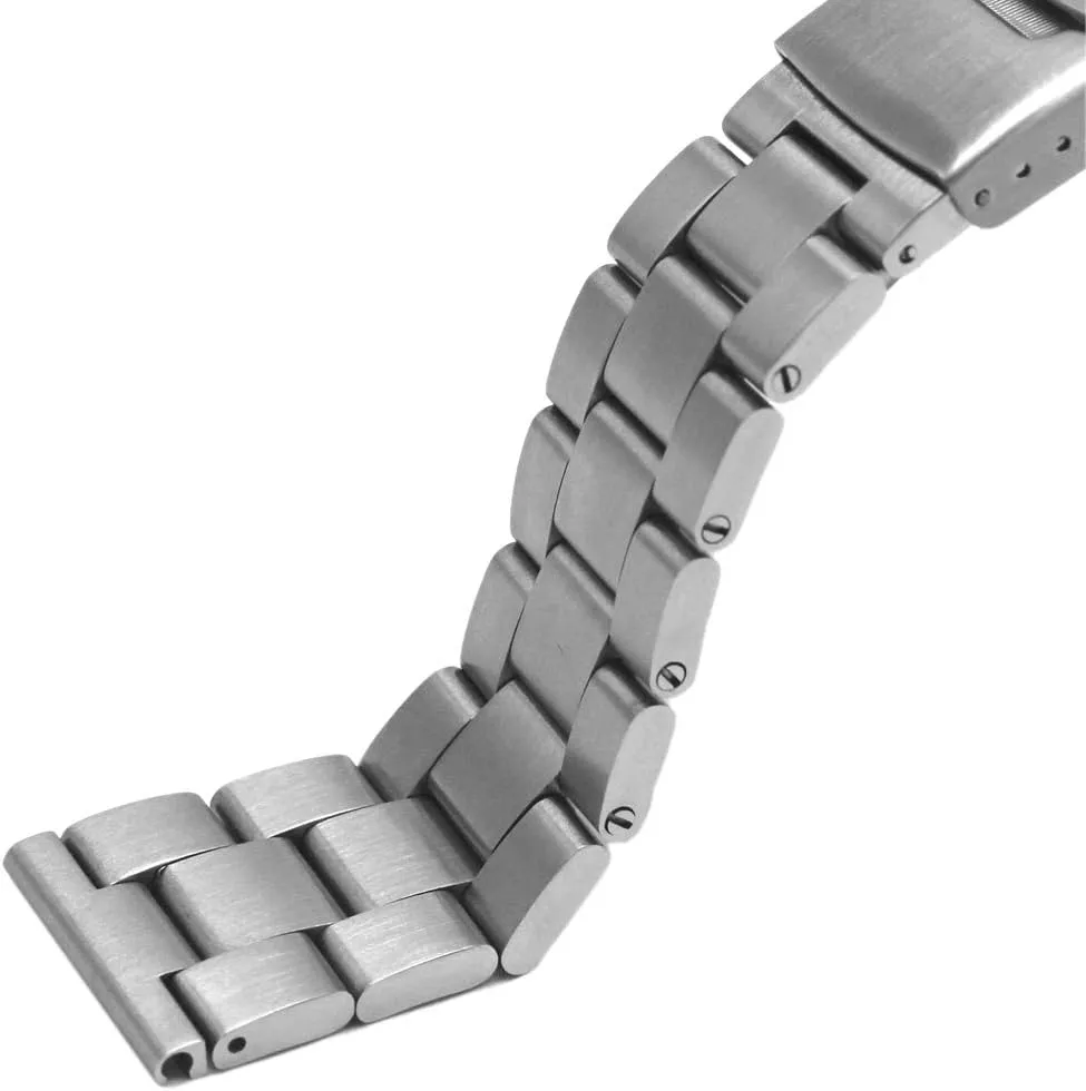 Metal Watch Band for Men Women Stainless Steel Watch Band 20mm Solid Black Watch Bracelet Deployment Buckle Brushed Watch Strap Bracelet Polished Strap for Men Women