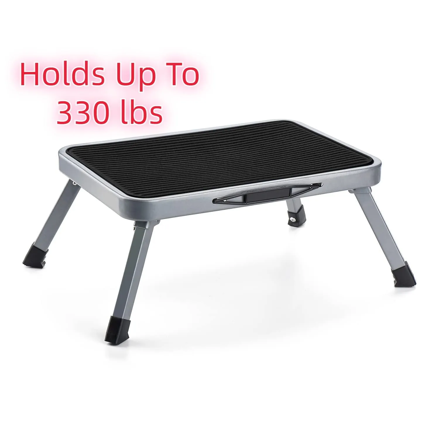 Metronic 1 Step Stool, Step Ladder, Black Anti-Slip Foot Folding Stool, Holds Up To 330 lbs