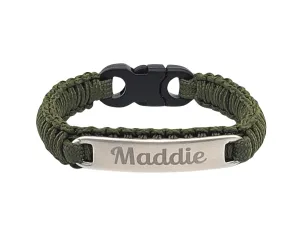 Micro Paracord Bracelet with Custom Engraved Stainless Steel ID Tag