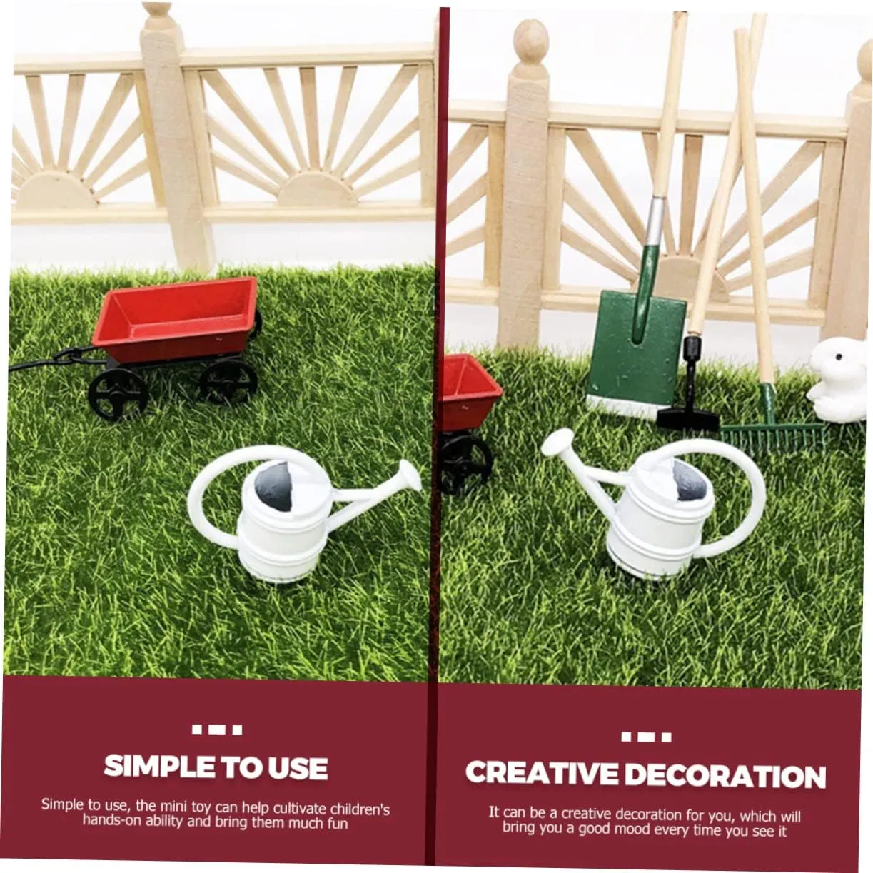 Mikikit 4 Sets Miniature Gardening Tool Dollhouse Garden Decor Accessories for Micro Landscape DIY Creative Mini House Fairy Garden Tools for Imaginative Play
