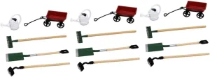 Mikikit 4 Sets Miniature Gardening Tool Dollhouse Garden Decor Accessories for Micro Landscape DIY Creative Mini House Fairy Garden Tools for Imaginative Play