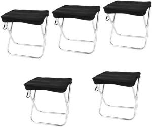 Mikikit 5pcs Sturdy Aluminum Portable Folding Stool for Camping Hunting Fishing